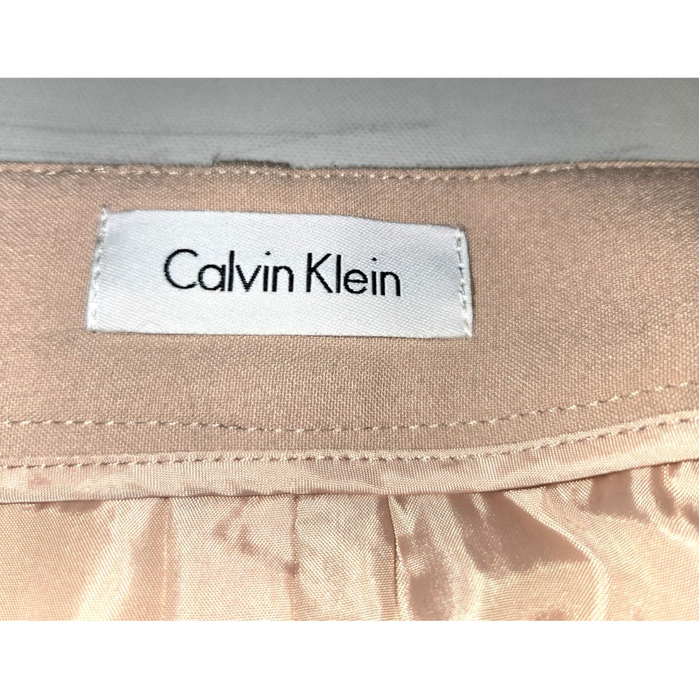 Calvin Klein Blush Pencil Skirt with Dark Brown Thin Belt Size 24W - Picture 9 of 10